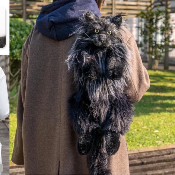 Cat Shaped Backpack - Handcrafted Stuffed Animals Bag, Black Cat Plush Bag new - Picture 4 of 9